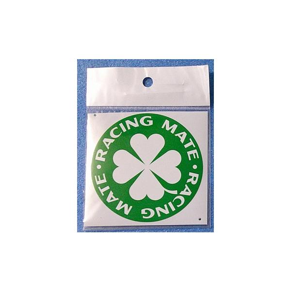 RACING MATE ステッカー グリーン地×ホワイト文字 1枚入り 約85mm