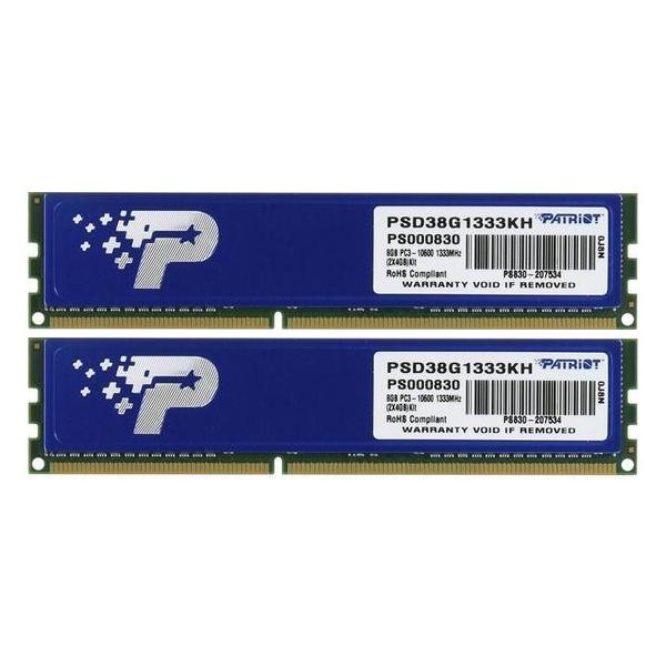 Patriot デスクトップ用メモリ DDR3 1333MHz PC3-10600 8GB (4GBx2枚組) CL11 ヒートシンク付 - PSD38G1333KH Patriot デスクトップ用メモリ DDR3 1333MHz PC3-10600 8GB