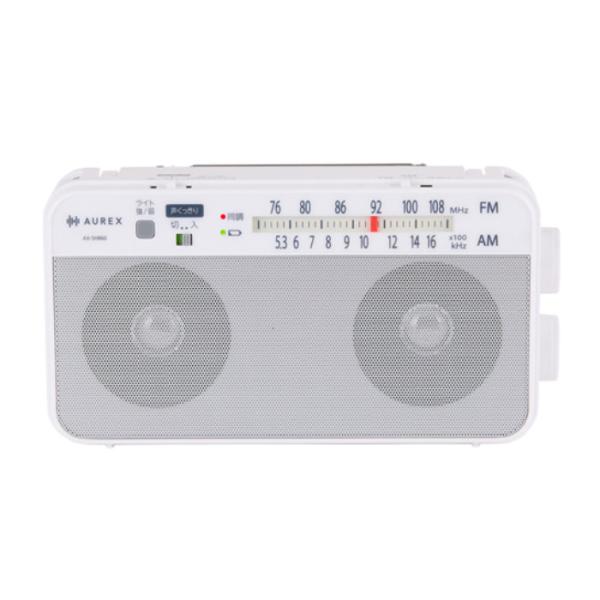東芝 ホームラジオ AX-SHR60-W ホワイト LEDライト付き ワイドFM 肩ベルト付き