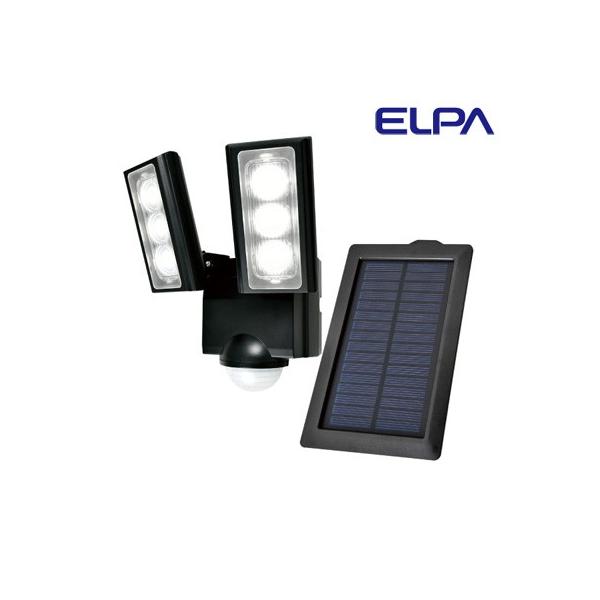 ELPA エルパ 屋外用LEDセンサーライト 2灯 ソーラー式 ESL-312SL ブラック 朝日電器