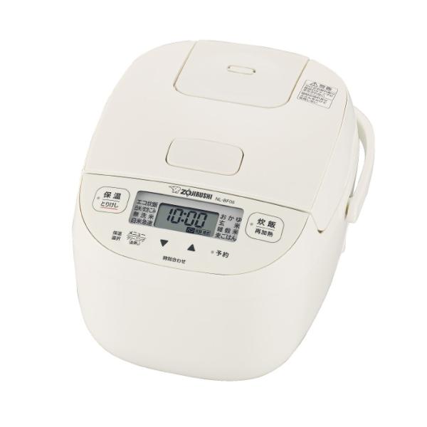 象印 3合炊き 炊飯器 マイコン炊飯ジャー 極め炊き NL-BF05-WZ ソフトホワイト うるつや保温 無洗米 麦ごはん 黒厚釜 豪熱沸とう 立つしゃもじ