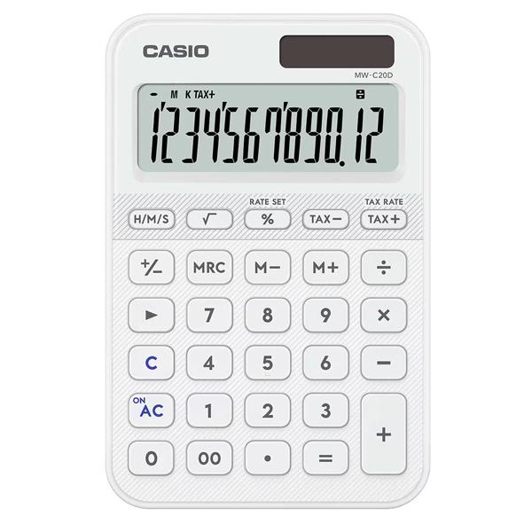 CASIO MW-C20D-WE-N デザイン電卓 カラフル ホワイト