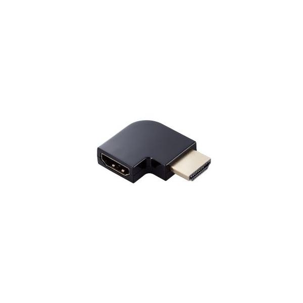 エレコム　ELECOM　HDMI L字 変換 アダプタ 右向き 90度 オスメス変換 HDMIケーブル 延長 コネクタ 4K 60p 金メッキ RoHS指令準拠 ブラック　ADHDAABS03BK