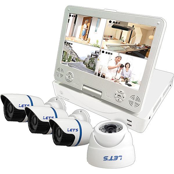 新品未使用 見張隊 エーグル04 防犯カメラ4台HDD内蔵 モニター LET'S