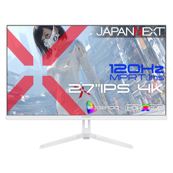 JAPANNEXT JN-i27G120U2-W ゲーミング液晶ディスプレイ 27型/ 3840×2160/ HDMI×2、DP×2/ ホワイト/ スピーカー有…