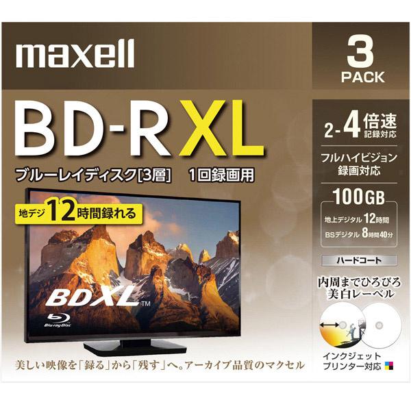 マクセル BRV100WPE ブルーレイディスク3層 1回録画用 BD-R XL 100GB 4倍速 3枚入り maxell