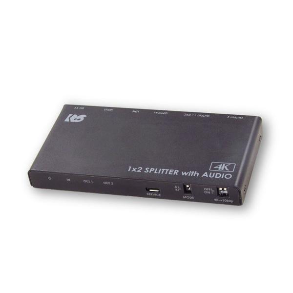ラトックシステム RS-HDSP2PA-4K 4K60Hz/ ダウンスケール対応 外部音声出力付 HDMI分配器（1入力2出力）