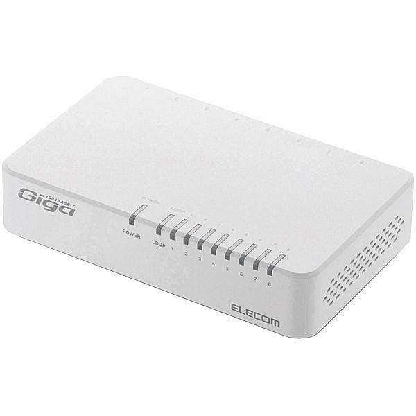 他サイト： ELECOM EHC-G08PA2-JW Giga対応スイッチングHub/ 8ポート/ プラスチック筐体/ 磁石付き/ 電源外付モデル/ ホ…の商品画像