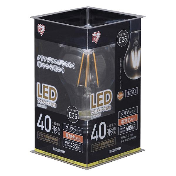 アイリスオーヤマ LDA4L-G-FC LEDフィラメント電球 E26 40形相当 電球色 非調光クリア