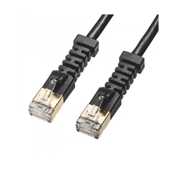 サンワサプライ KB-T6ASYL-02BK 4方向固定CAT6A STP LANケーブル（ブラック・2m）