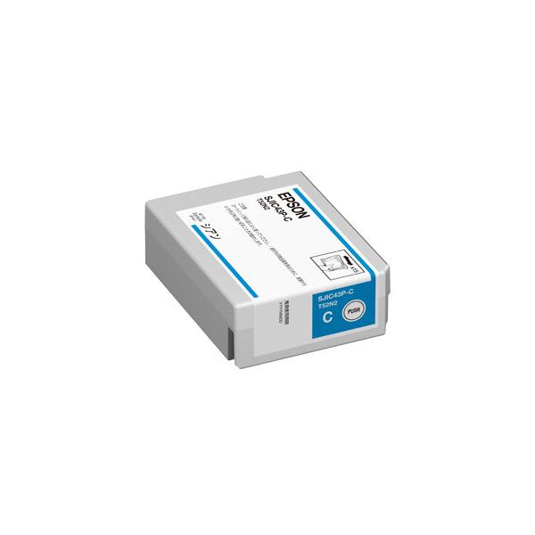 EPSON インクカートリッジ SJIC43P-C シアン 5個セット EPSON SJIC43P-C ラベルプリンター用 インクカートリッジ（シアン