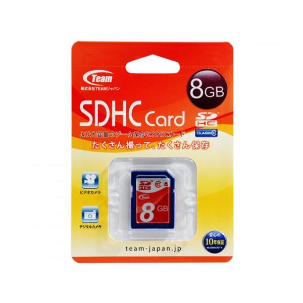 Team TG008G0SD28X 8GB SDメモリーカード SDHC Class 10 : パソコン 