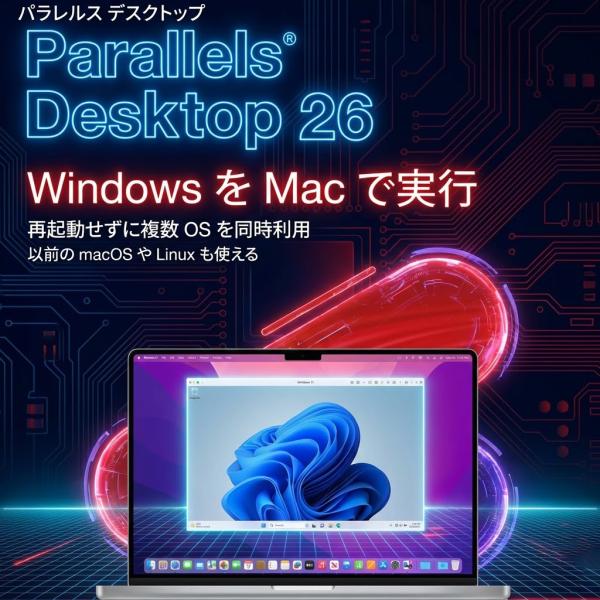 対応OSを必ずご確認ください。本製品の納品はEメールで行います、パッケージ等の物理的な納品はありません。@cs-customer.jp　のドメインを迷惑メールにならないように予め設定お願い致します。Parallels Desktop 26の...