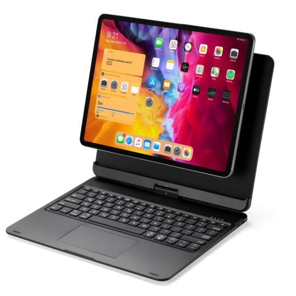 マグネット吸着式でタブレットをそっと置くだけでピタッと取り付け完了。取り外しも簡単で見やすい角度に調節も可能です。キーボードはトラックパッド搭載していますのでマウスを使う必要がありません。長時間の文字入力でも疲れないタイピングキー。初期設定...