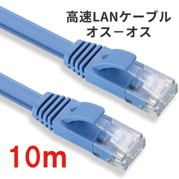 通信ケーブル 10m 高速LANケーブル 扁平形 CAT6準拠 オスーオス ADSL/FTTH/CATV/ISDN/光回線