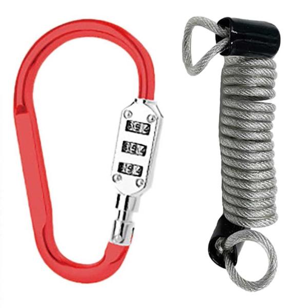 軽量でコンパクトなので、携帯も楽、ダイヤルを回して片手で素早くロック可能に。コイルケーブルは最長 約100 cmまで伸びるので色々な用途に使用可能です。大事なヘルメットの盗難防止に。携帯しやすいダイヤル式カラビナ型ロック。ワイヤー付きで汎用...