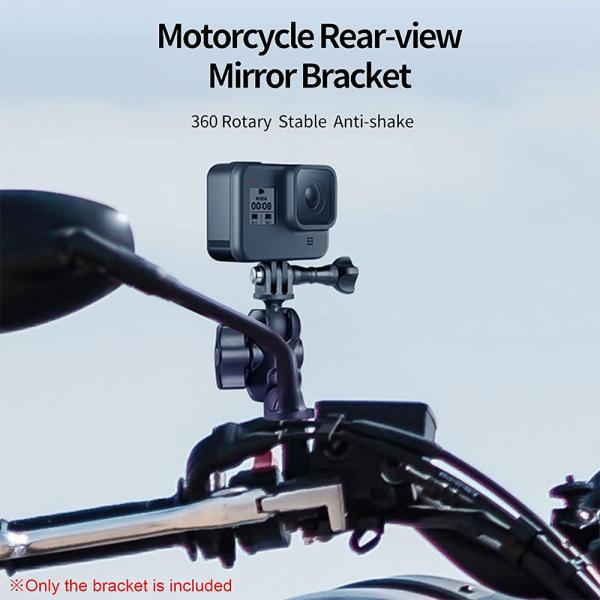 オートバイバイクミラーフラットマウントベース ウェアラブルカメラ 固定 360度回転 ハンドルバーマウントブラケット スポーツカメラ Gopro Hero DJI Action