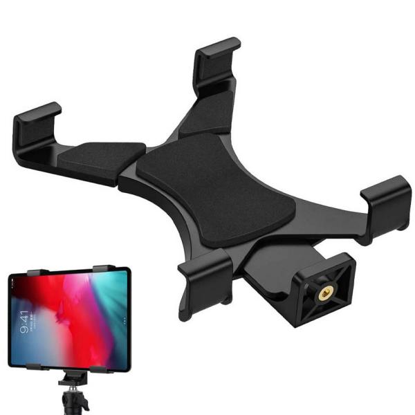 クロス型 タブレットホルダー本体材質：ABSネジ径：1/4インチ※タブレットを固定して三脚・一脚・自撮り棒・アタッチメントスタンド等に取り付けできるタブレットホルダーです。ホルダーを自立で立てることはできません。