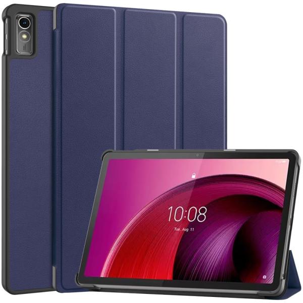 レノボ / Lenovo TAB7 (A301LV) / Lenovo Tab M10a 5G (LET02) / 10.6インチ / タブレット 用 ケース 三つ折 PUレザー素材 スタンド機能  ネイビーブルー