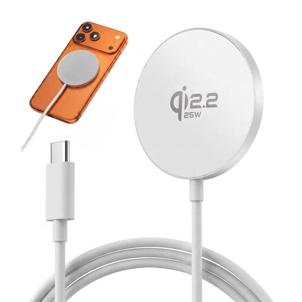 【最新25W／3色展開】超高速充電 Qi2.2対応 マグネット式ワイヤレス充電器  MagSafe対応 Type-C ケーブル 1m 一体型 iPhone 17/16シリーズ最大25W対応