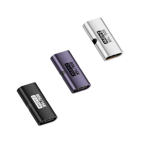 USB4 2.0対応 USB Type-C 中継延長アダプター [80Gbps超高速データ転送 / 240W急速充電 / 16K映像出力] メス-メス 両面挿し Thunderbolt 5 / 4 完全互換