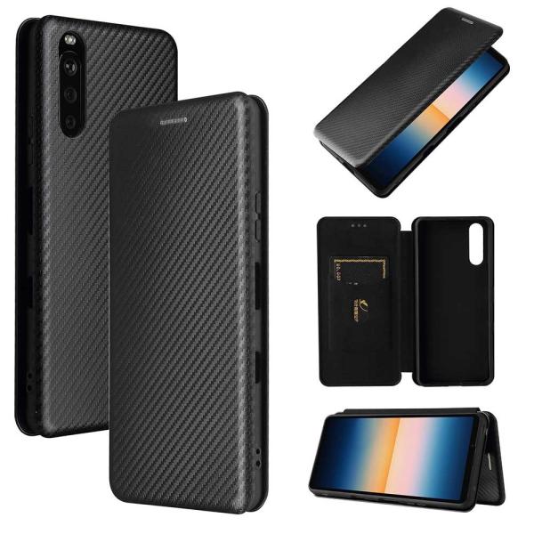 エクスペリア10 マーク3 手帳型ケース カーボンファイバー 炭素繊維カバー Xperia 10 III SO-52B SOG04 TPU 保護バンパー  財布型 マグネット式 カード収納