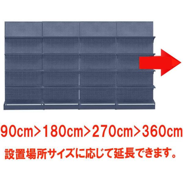 業務用陳列棚 スチールラック / L字型片面陳列棚 5段 / 幅 90cm × 奥行