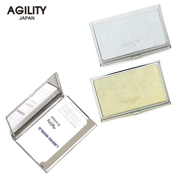 【ネコポス】カードケース 名刺入れ 金属 ステンレス 牛革 レザー 金 銀 ゴールド シルバー AGILITY affa アジリティアッファ ピアット[M便 5/6][M便 3/3]