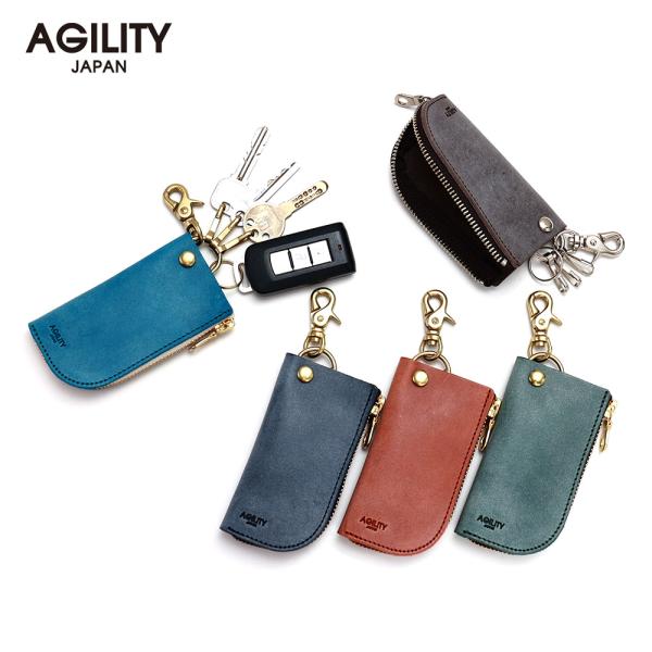 【ネコポス】キーケース L字 スマートキー キーリング キーフック 3連 日本刀 本革 レザー AGILITY affa アジリティ アッファ ピモン[M便 4/5]