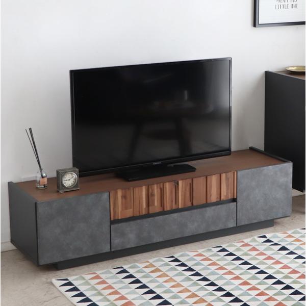 テレビ台140cm 60インチ対応 完成品 グレー＆ブラウン 日本製