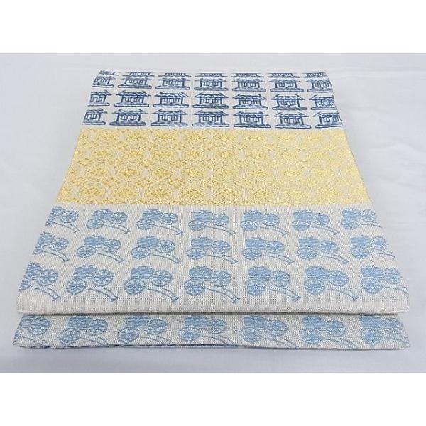 平和屋本店□極上 本藍 六通柄袋帯 間道 スリーシーズン 春夏秋 金銀糸  