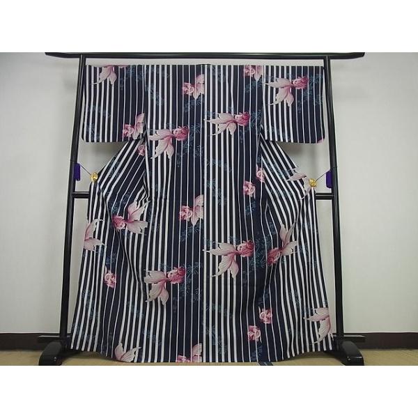 平和屋本店□極上 撫松庵 セオアルファ 小紋・浴衣兼用 金魚 洗える  