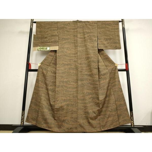 平和屋着物□上質な紬 秋葉紬 流水文 証紙付き 正絹 逸品 AAAL2659cg  