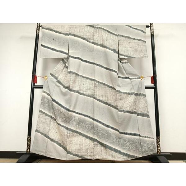 平和屋着物○訪問着 紬地 絞り 花鳥文 暈し染め やまと誂製 正絹 逸品  