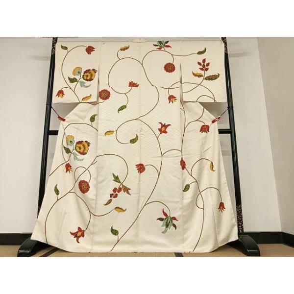 平和屋着物○訪問着 花唐草文 西武百貨店扱い 正絹 逸品 AAAU8250zg  