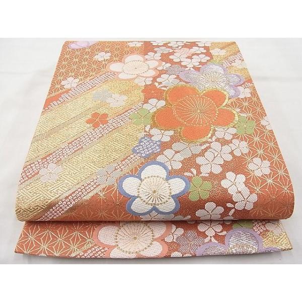 平和屋着物◎佐賀錦 六通柄袋帯 唐織 麗姿梅花文 金糸 逸品