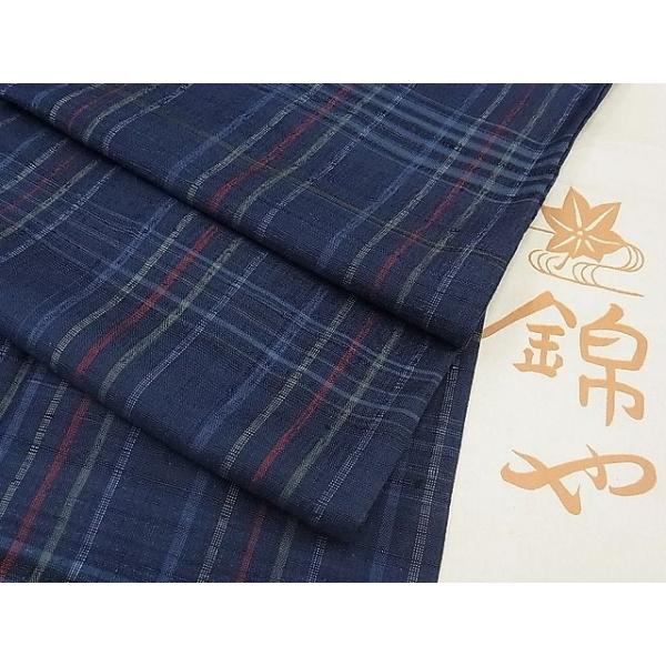 平和屋本店□希少 宗広ふきゑ 郡上紬 草木染 格子柄 証紙付き 逸品