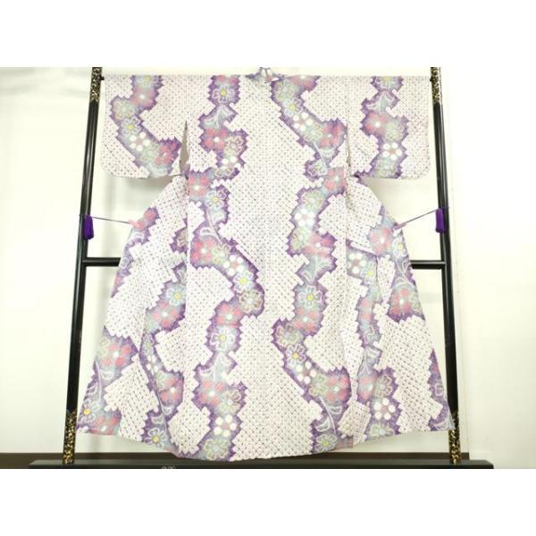 平和屋本店□極上 夏物 浴衣 有松鳴海絞り 草花文 綿 逸品  