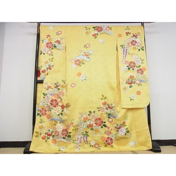 平和屋本店□極上 創業460年・千總 振袖 駒刺繍 誰が袖好み 吉祥花文  