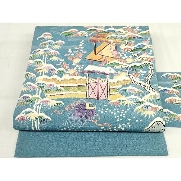 平和屋本店□極上 九寸名古屋帯 友禅 雪持ち 茶屋辻 松竹梅 銀河 浜  