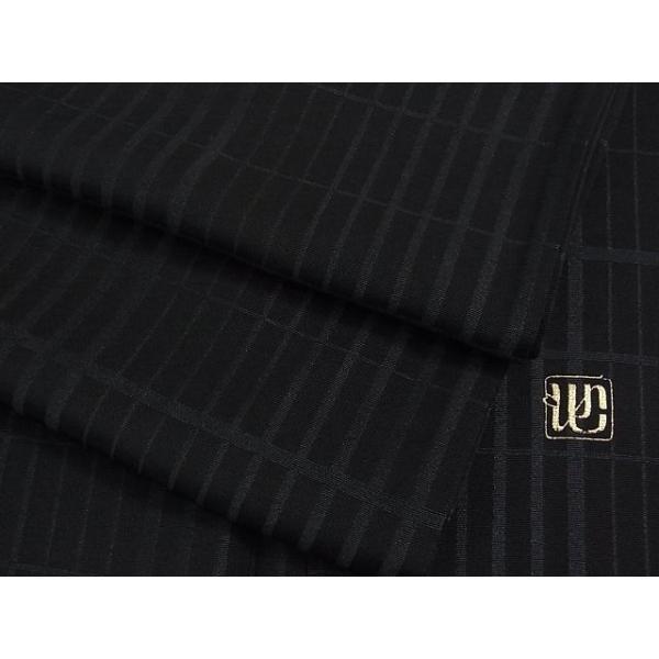 平和屋本店□極上 池田重子コレクション 小紋 単衣 変わり格子 黒地  