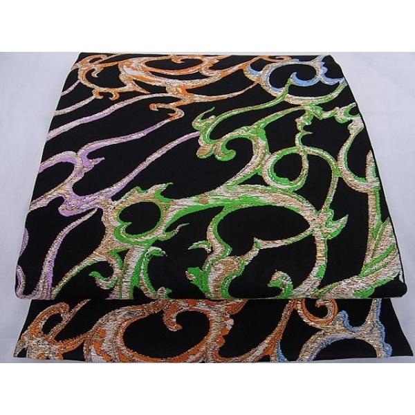 平和屋本店□極上 龍村平蔵製 本袋帯 慶州龍鳳錦 黒地 金銀糸 逸品  