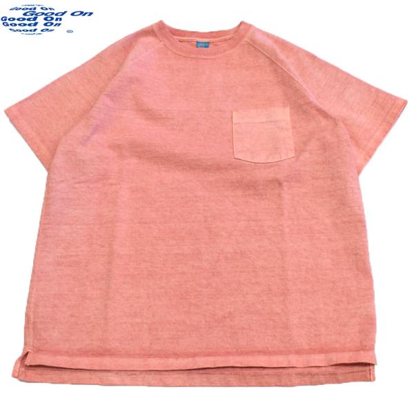 グッドオン Ｔシャツ 半袖 ヘビーウェイト USAコットン ポケT ピグメント染 グッドオン GOODON ショートスリ ーブヘビーラグランポケットＴシ ャツ コーラル