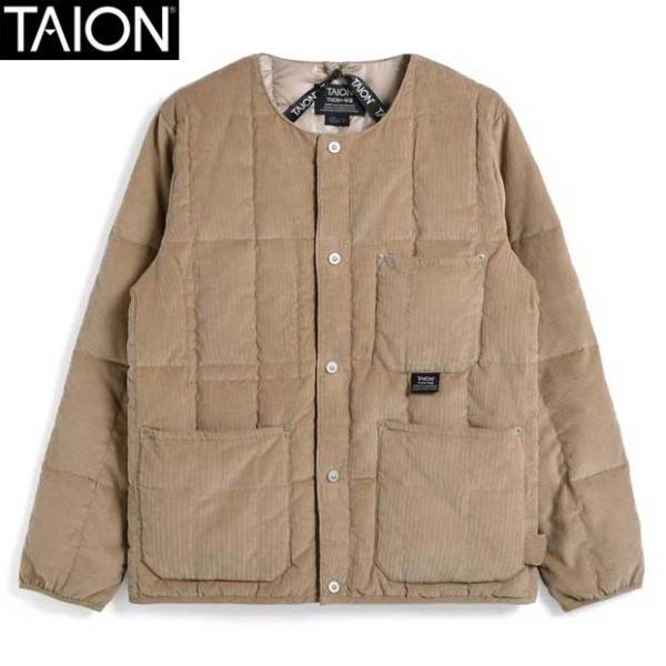 TAION（タイオン） ダウン ノーカラー コーデュロイ ジャケット 