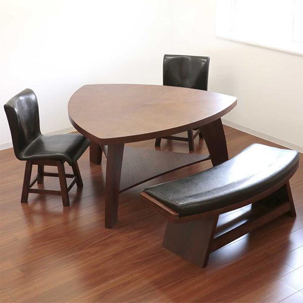 ダイニングテーブルセット 4点セット 4人用 木製 三角テーブル ベンチ