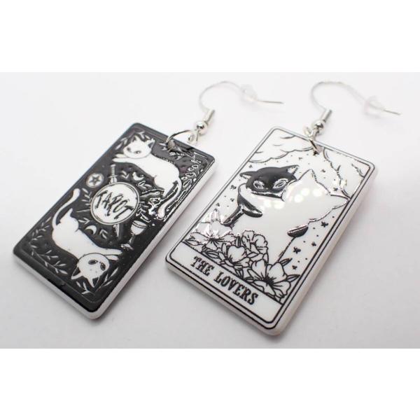 送料無料！ 【THE LOVERS】タロット 猫 占い アクリル ピアス 両耳用 ロック