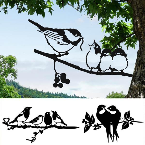 ガーデンオーナメント オブジェ アイアンプレート 小鳥 バード