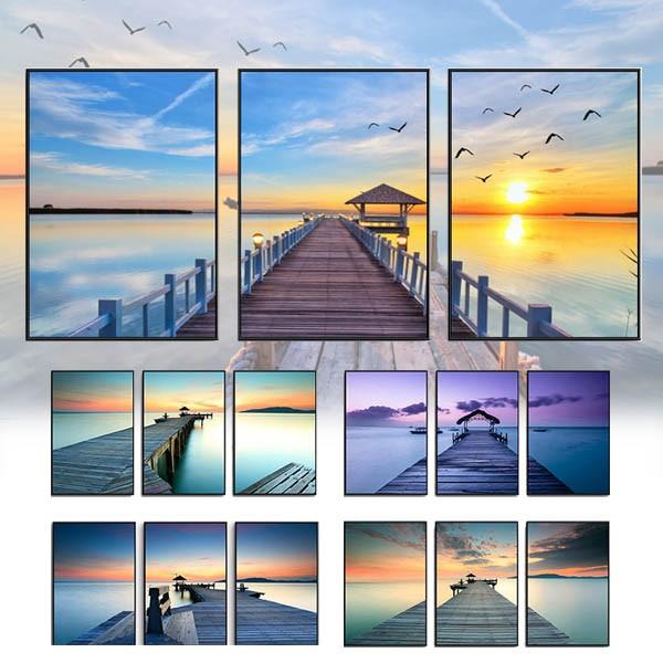3枚セット アートパネル フレーム絵画 海岸風景 桟橋 夕日 西海岸風 コースタル 幻想的カラーインテリア絵画 ウォールデコ Aff Ms5715a Peachyshop 通販 Yahoo ショッピング