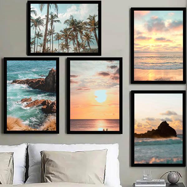 単品 33×43cm アートパネル 枠付きフレーム絵画 サンセット 夕日 海
