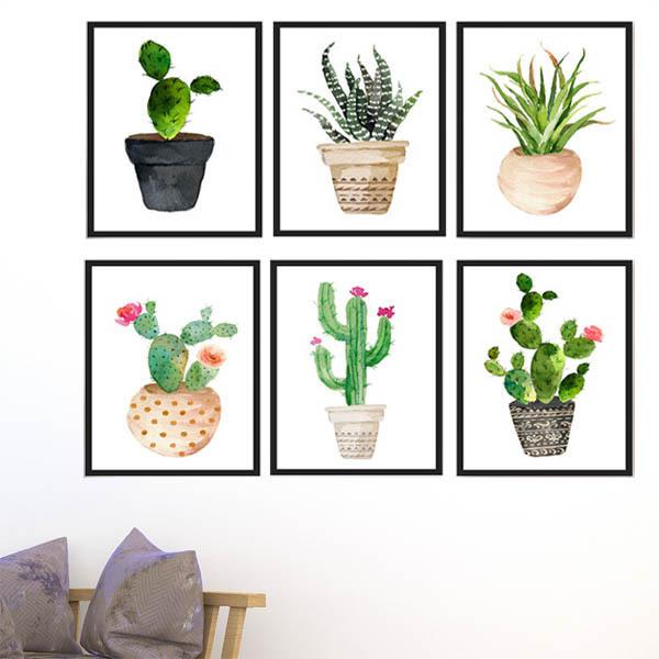 単品 28×33cm アートパネル 枠付きフレーム絵画 水彩画 多肉植物